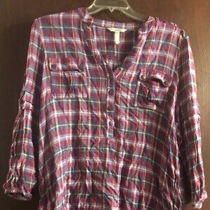 Matilda Jane XXL burgundy plaid button up